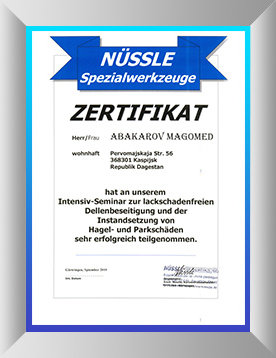 Сертификат Nüssle Spezialwerkzeuge